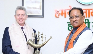 मुख्यमंत्री&nbsp; विष्णु देव साय से आस्ट्रेलिया के महावाणिज्य दूत बर्नार्ड लिंच ने की सौजन्य मुलाकात