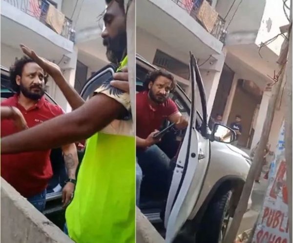फॉर्च्यूनर सवार की दबंगई! सफाईकर्मी को थप्पड़ जड़ा, गालियां दीं और पिस्तौल दिखाकर धमकाया, देखिए वायरल वीडियो