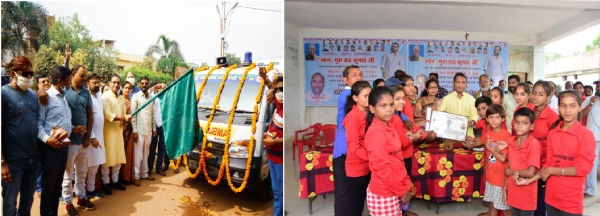 लोक स्वास्थ्य यांत्रिकी मंत्री गुरु रुद्र कुमार ने आंगनबाड़ी भवन, मंच और प्रतिक्षालय का किया लोकार्पण