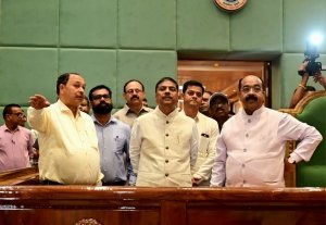 उप मुख्यमंत्री  अरुण साव ने विधानसभा भवन के लोकार्पण की तैयारियों का किया निरीक्षण