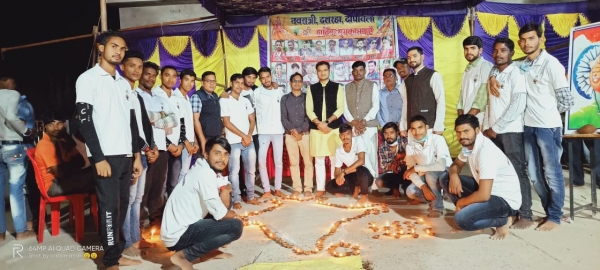 तरेगांव में रंगोली प्रतियोगिता व भारतमाता की आरती हुई